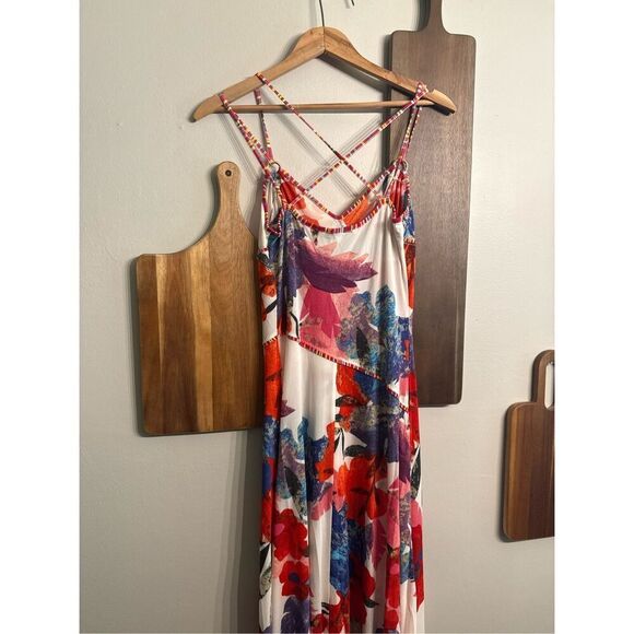 Didier Parakian Multicolor Floral Strappy Back Glittered Maxi Dress Size 1 - Picture 3 of 6